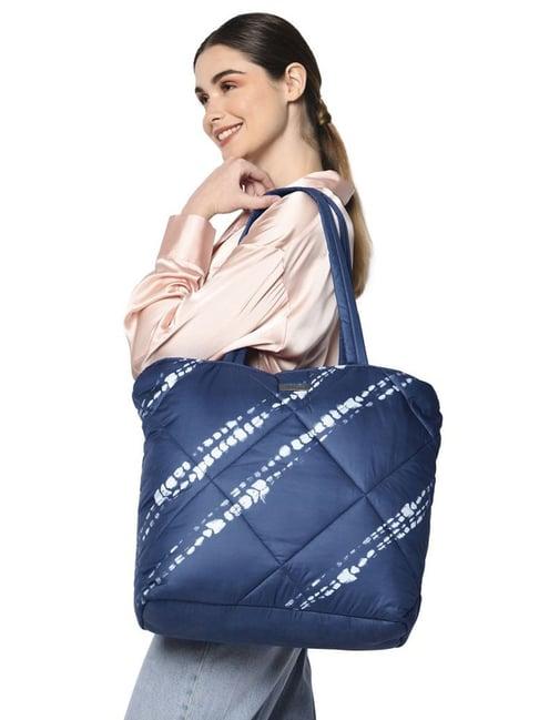 caprese olive blue nylon quilted tote handbag