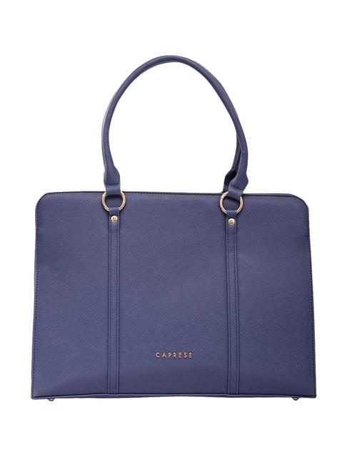 caprese sienna navy faux leather solid laptop totes handbag