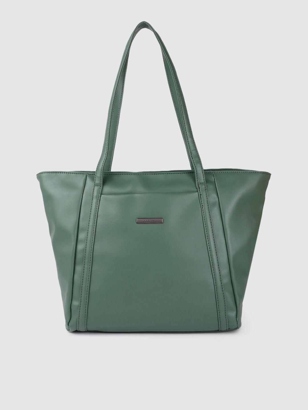 caprese teal green solid structured shoulder bag