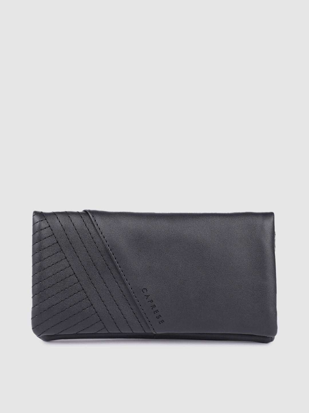 caprese women black embroidered two fold wallet