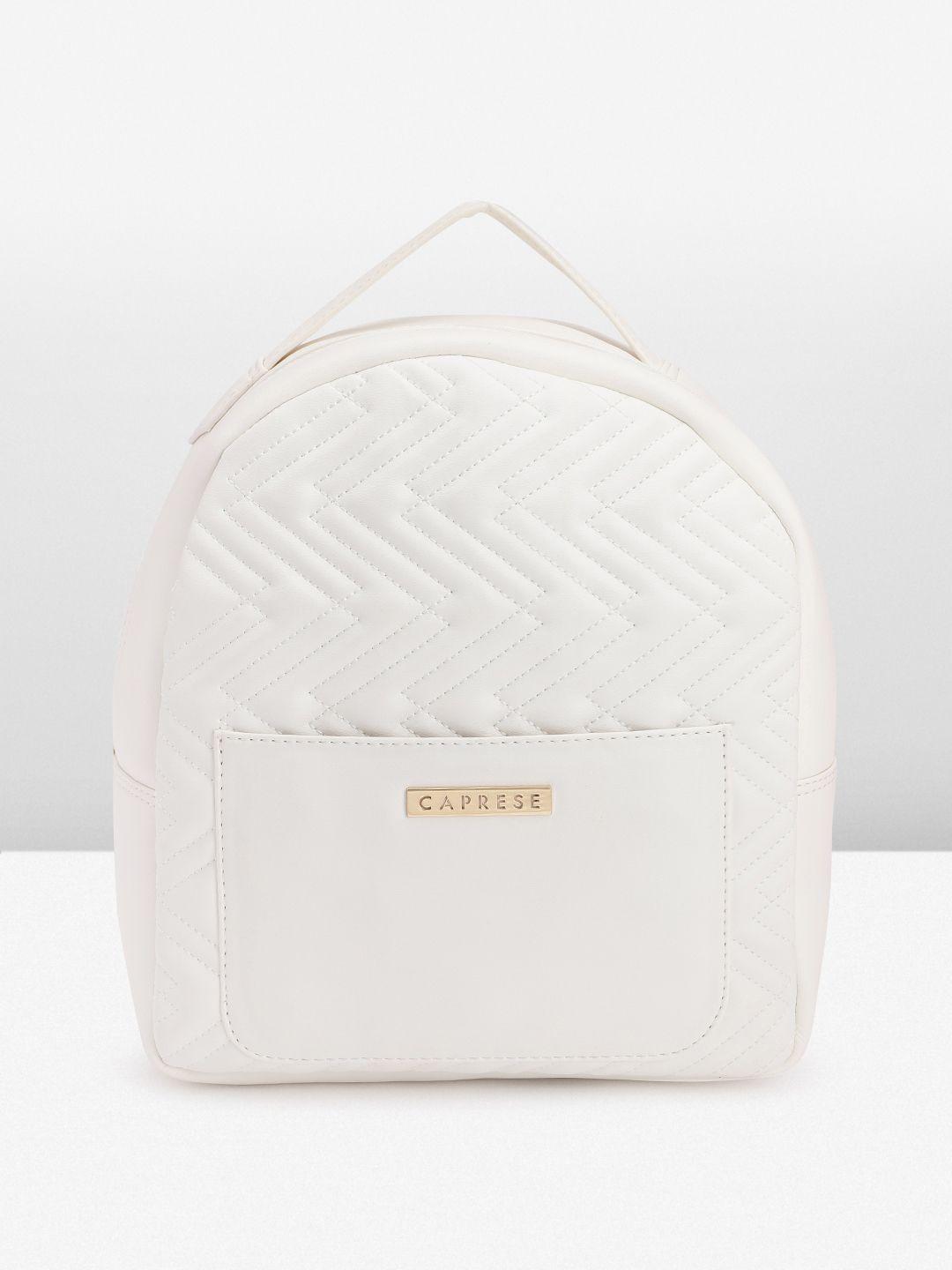 caprese women chevron self design backpack with quilted detail