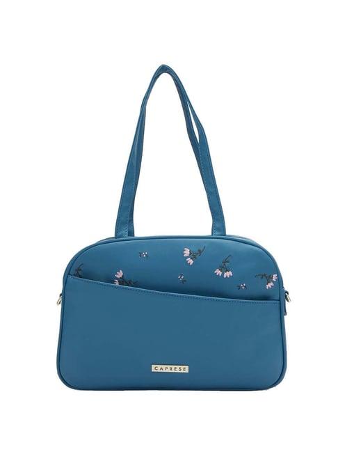 caprese adah teal embroidered large shoulder handbag