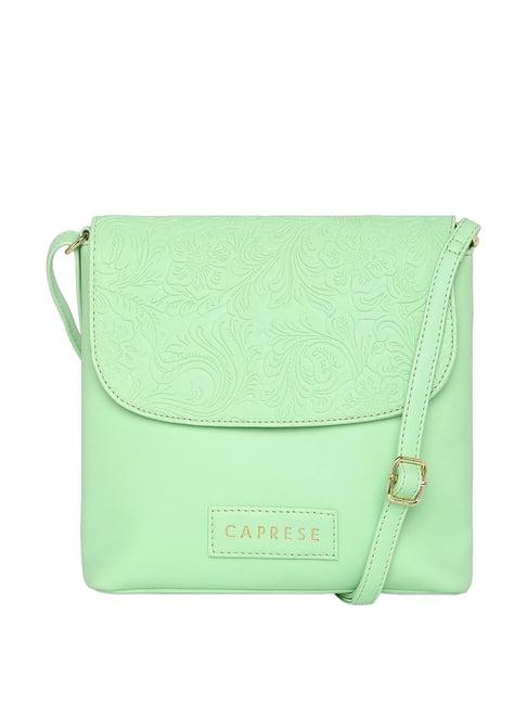 caprese avalon green ash faux leather textured sling handbag
