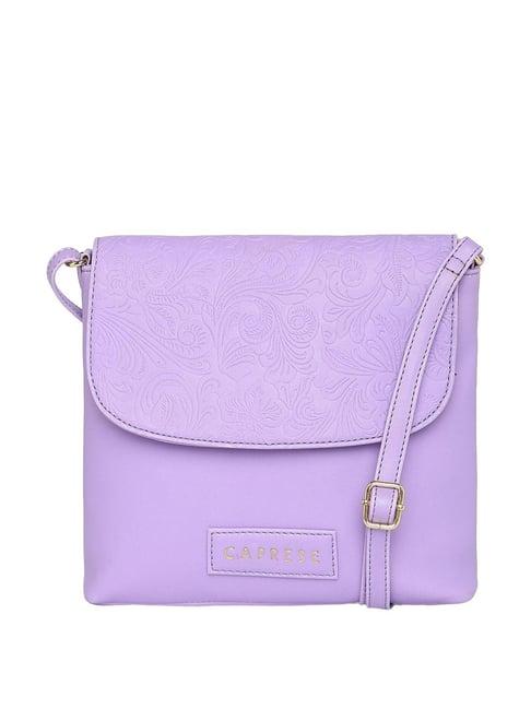 caprese avalon lilac faux leather textured sling handbag