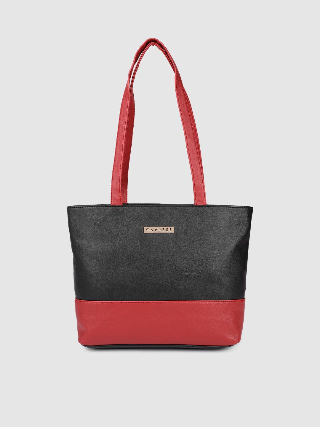 caprese black & red colourblocked megan structured shoulder bag