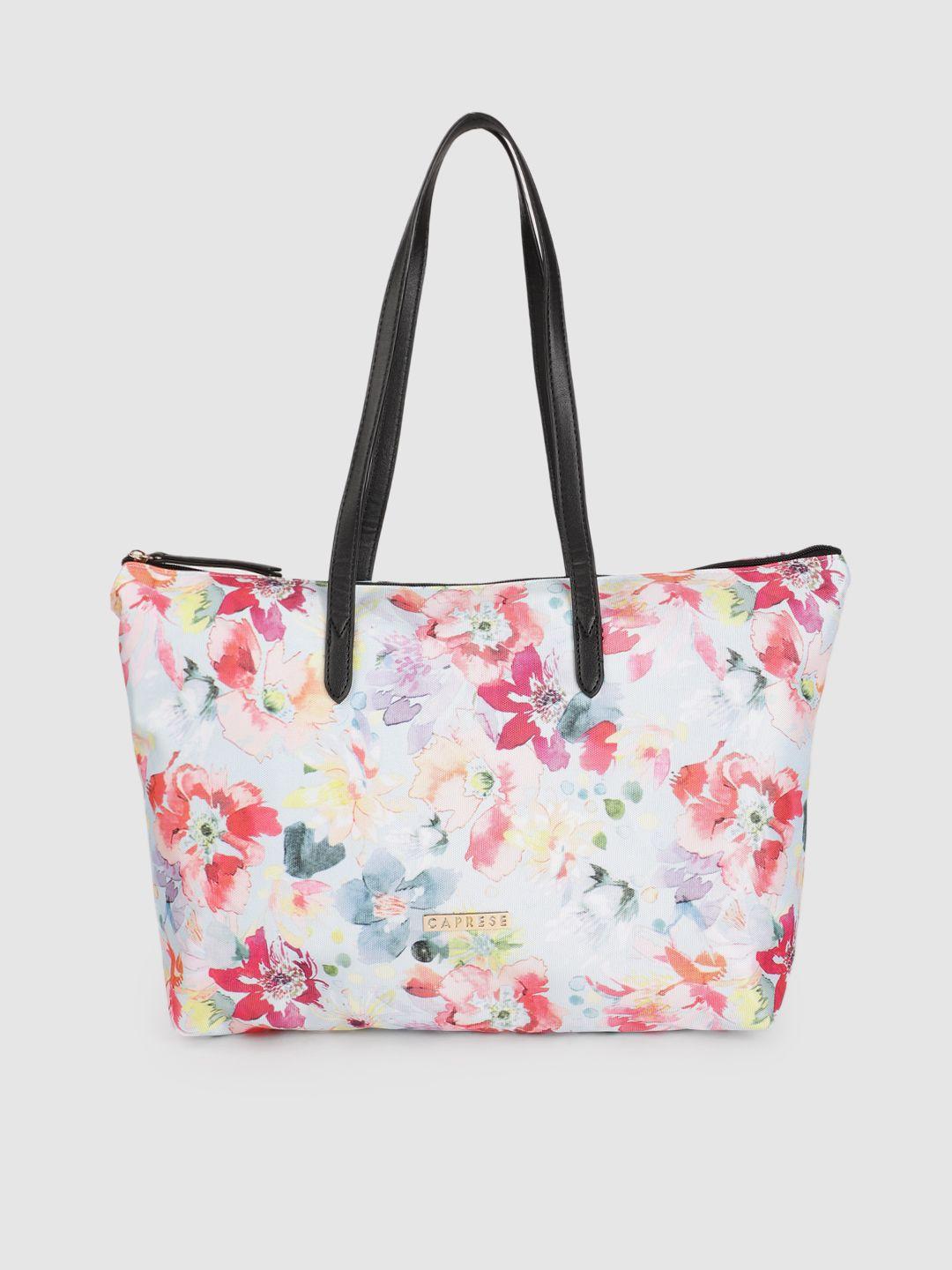 caprese blue floral printed structured shoulder bag