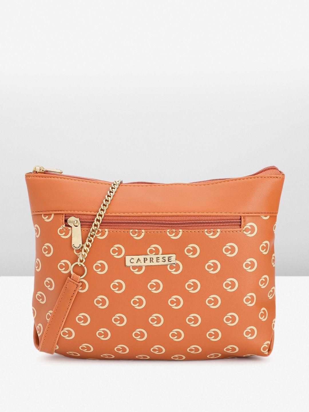 caprese brand logo printed structured sling bag