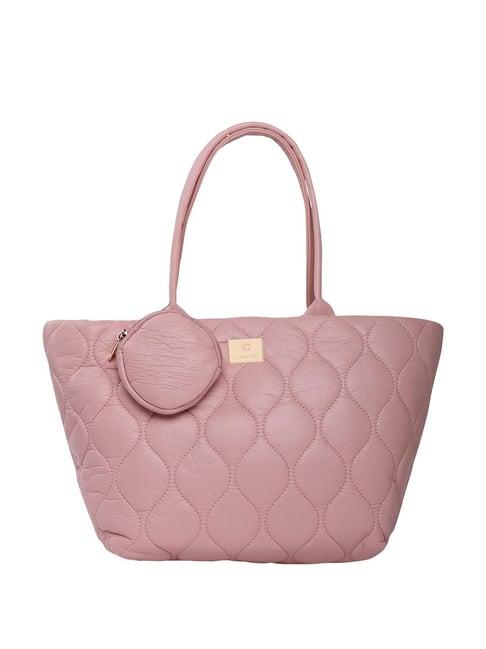 caprese briar pink faux leather quilted tote handbag