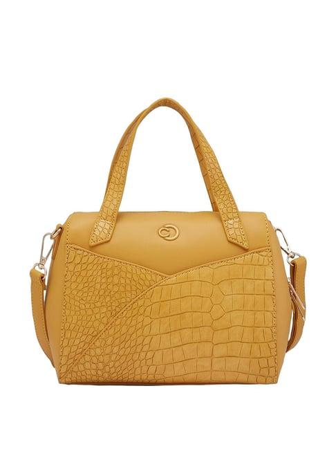 caprese cabo ochre faux leather textured handbag