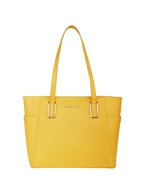 caprese cora ochre solid large tote handbag