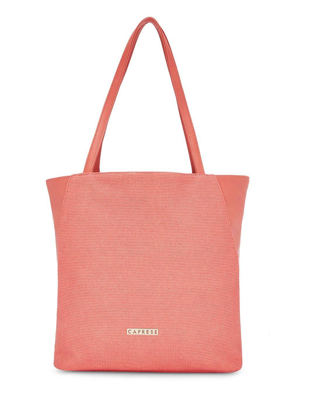 caprese coral orange pu shopper tote bag