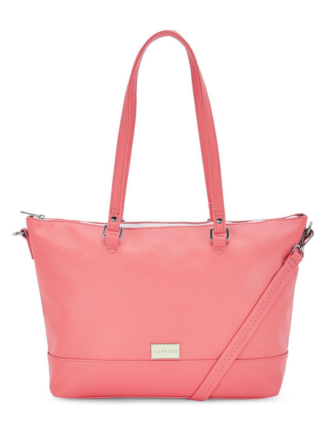 caprese coral pink solid tote bag