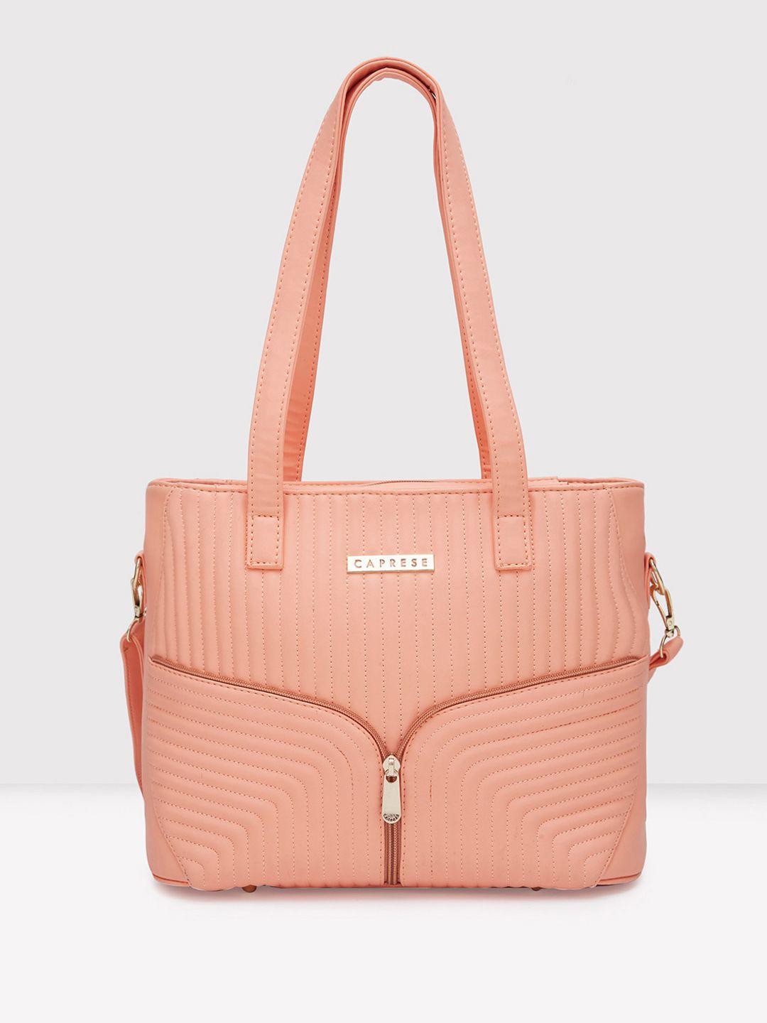 caprese coral textured leather structured shoulder bag