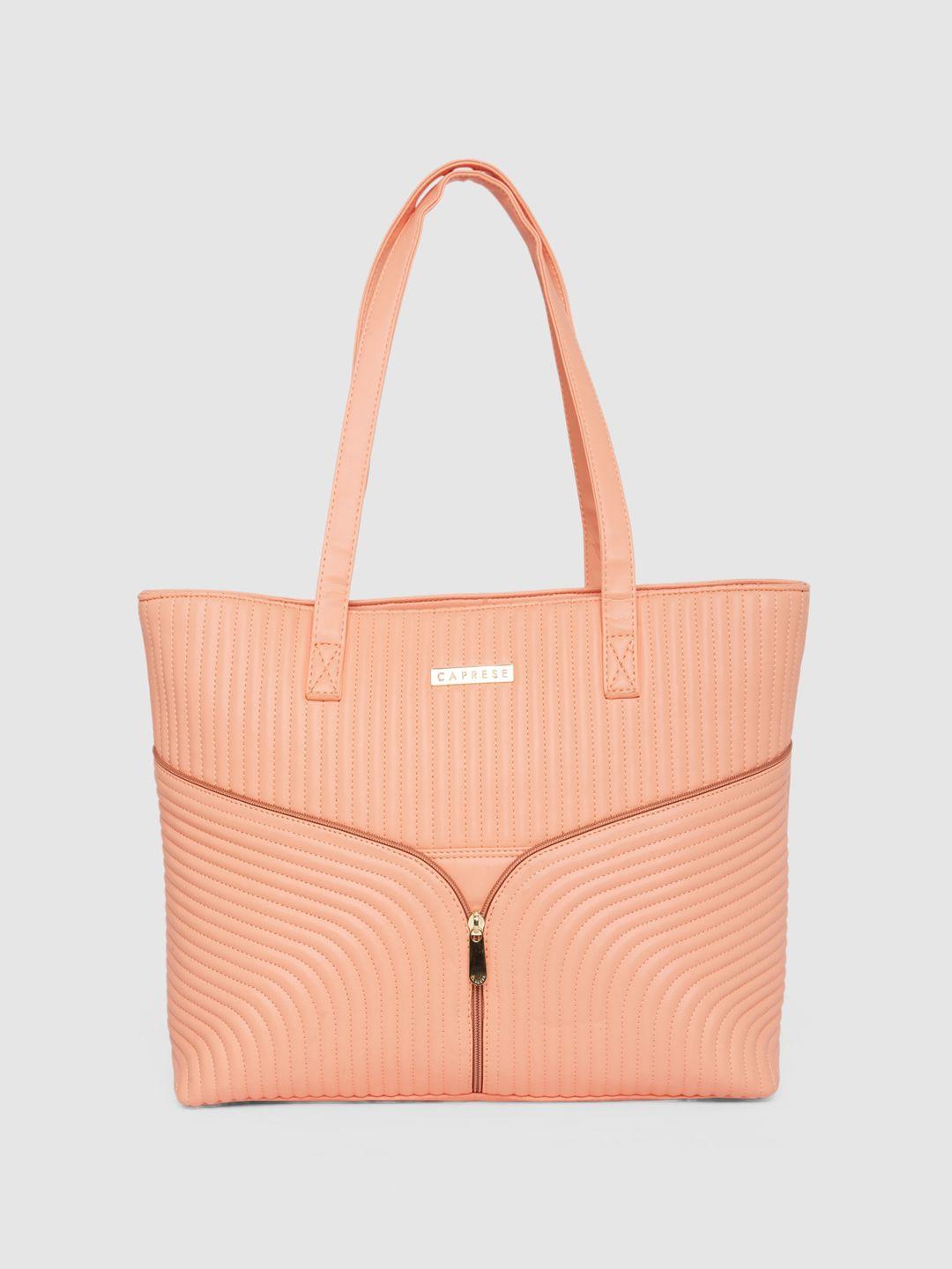 caprese coral textured structured leather shoulder bag