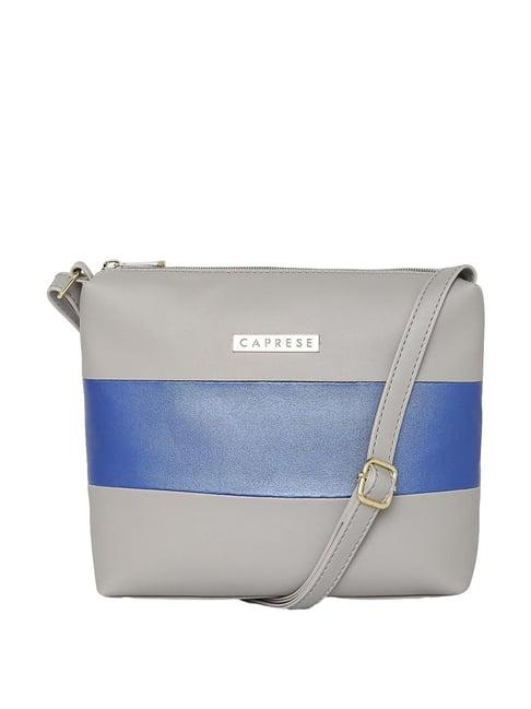 caprese corson grey faux leather color block sling handbag