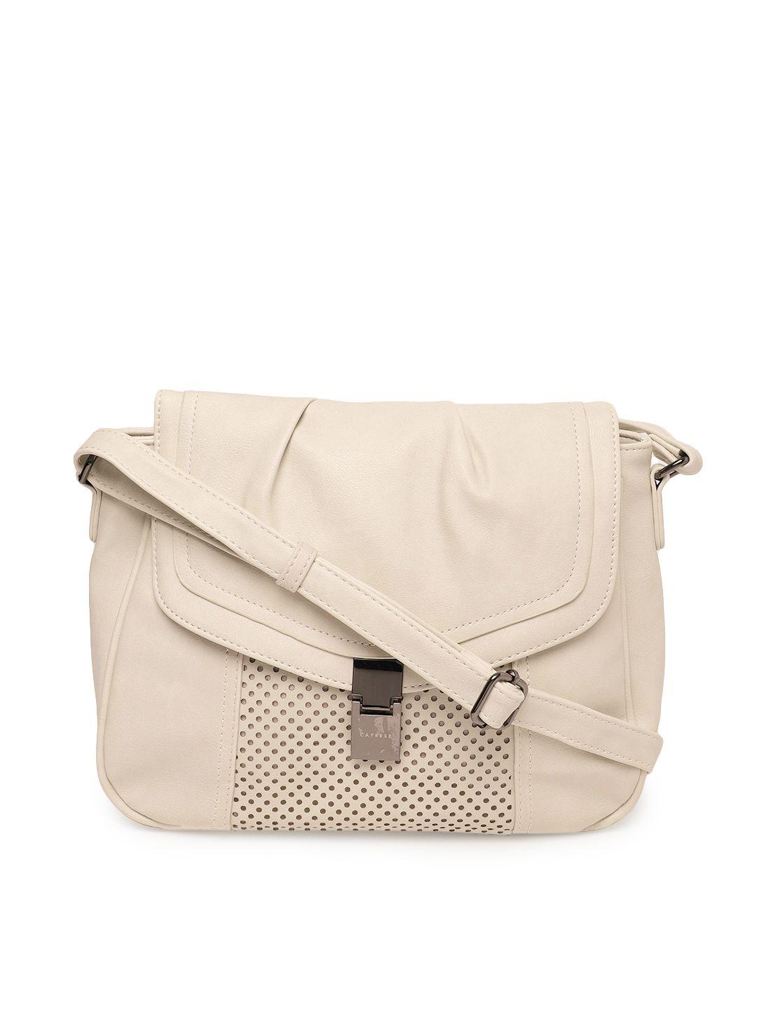 caprese cream-coloured solid sling bag