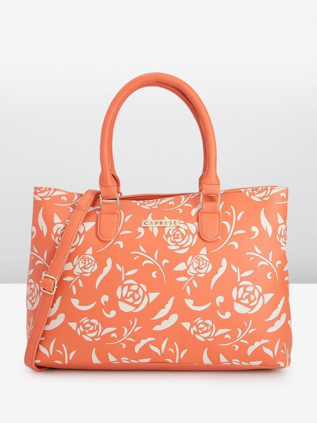 caprese floral print structured handheld bag