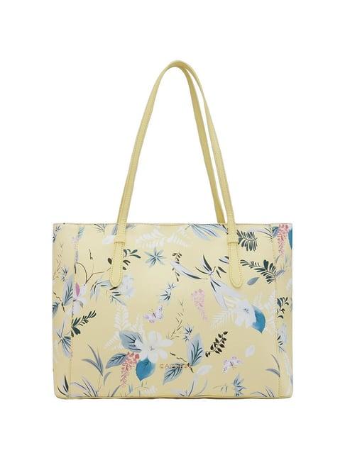 caprese gemma green faux leather floral tote handbag