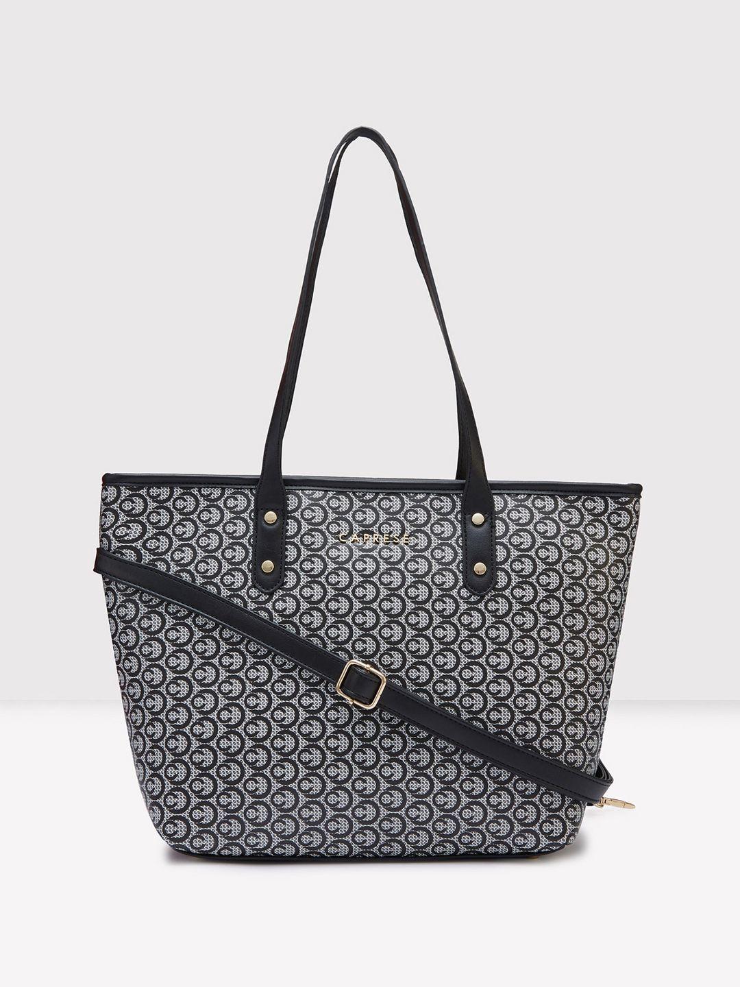 caprese geometric printed structured leather handheld bag