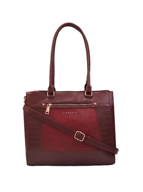 caprese gigi bordeaux faux leather textured shoulder handbag