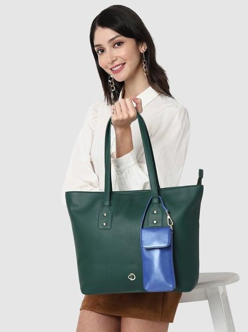 caprese green solid tote handbag