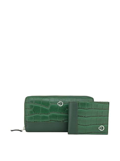 caprese green textured wallet combo set