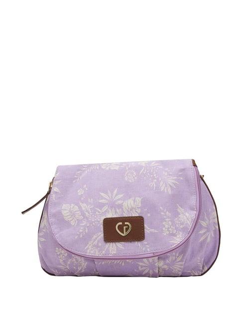 caprese kendall lilac canvas floral sling handbag