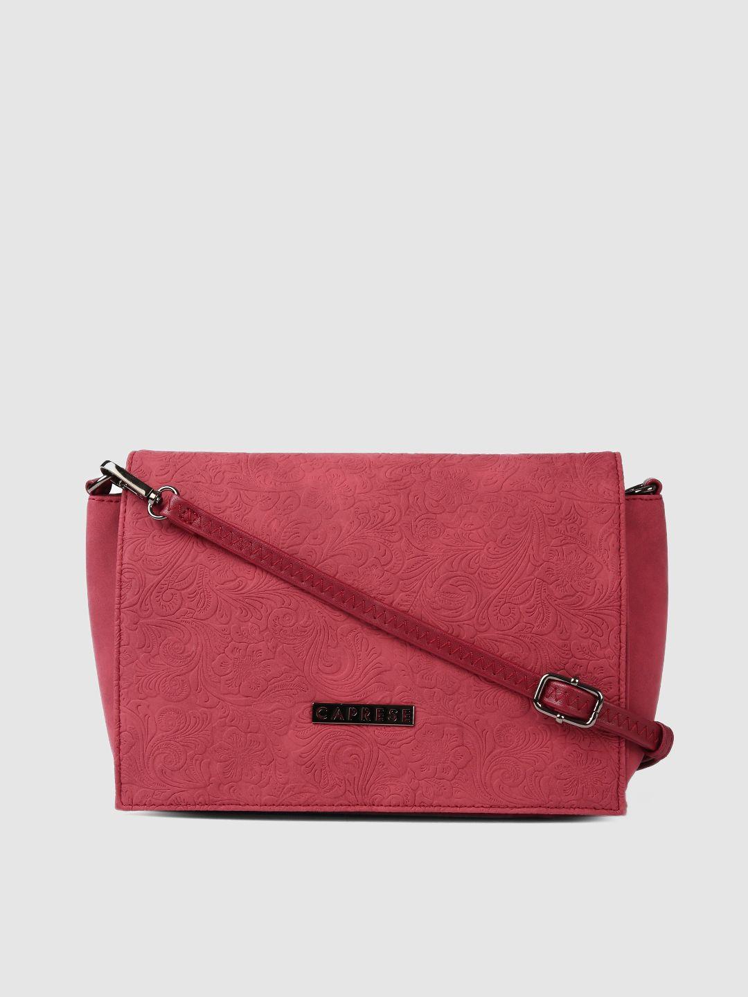 caprese light maroon textured sling bag