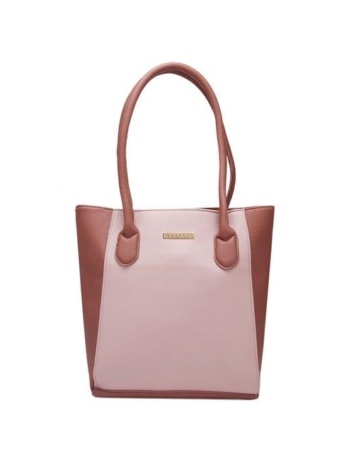 caprese loki pink faux leather color block tote handbag