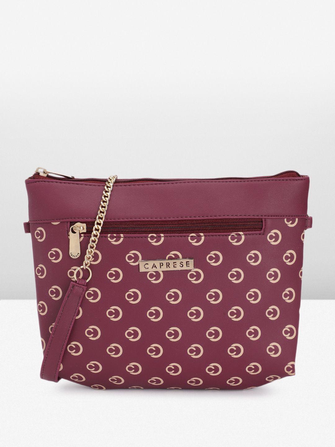 caprese maroon printed sling bag