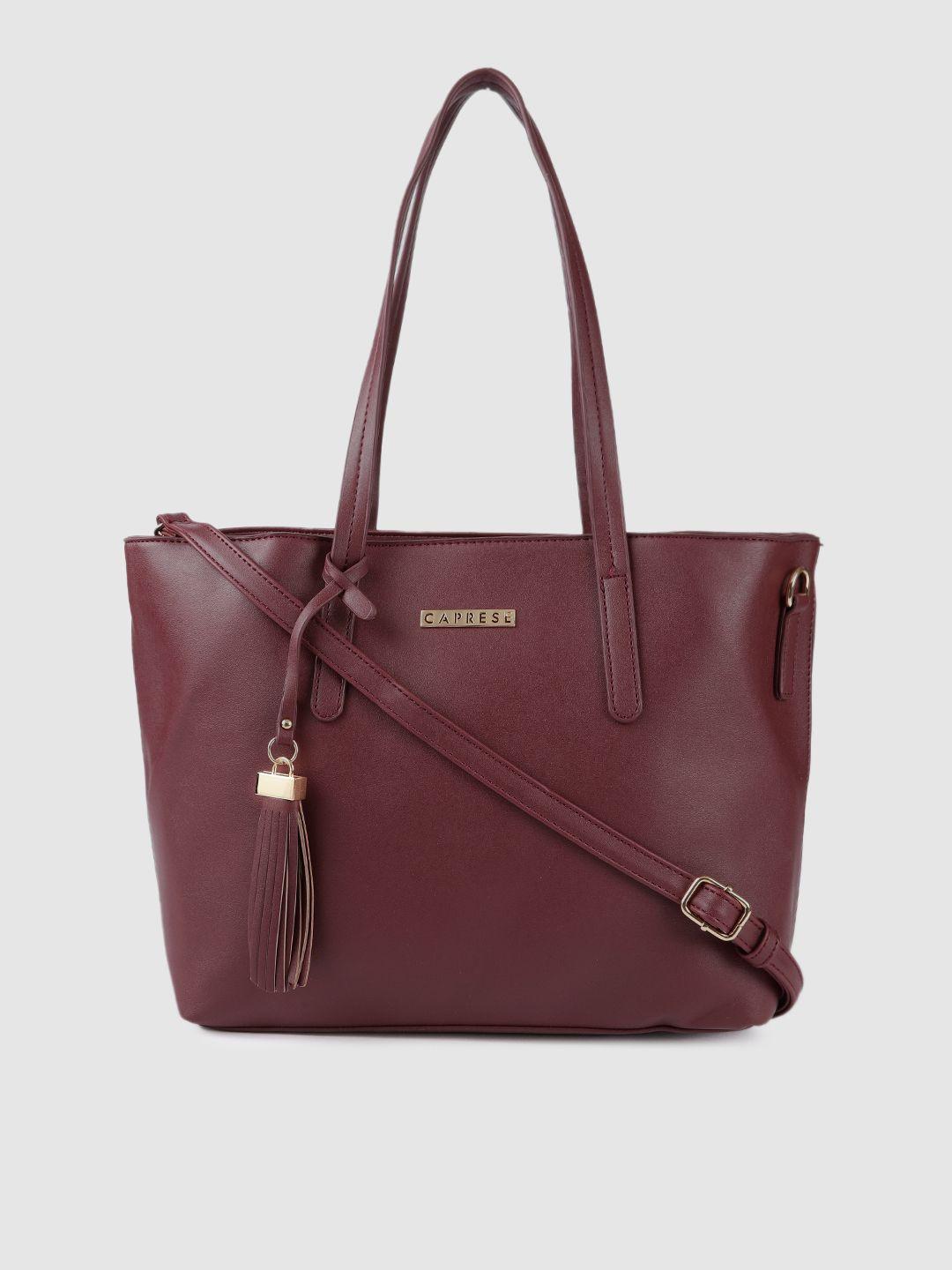 caprese maroon solid shoulder bag