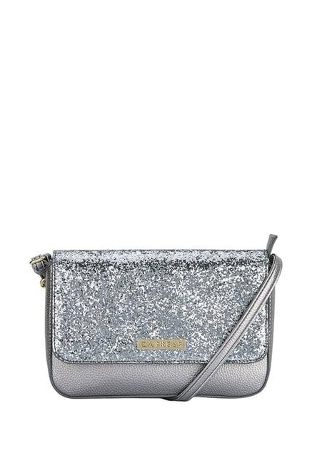 caprese nars grey shimmer flap sling bag