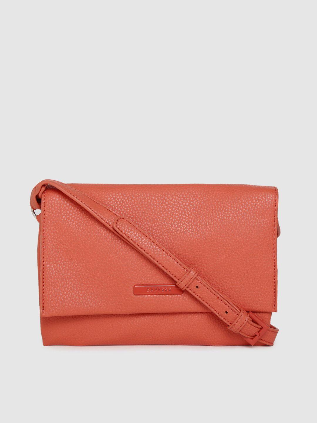 caprese orange solid opium sling bag