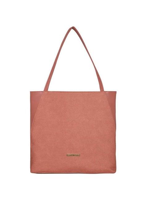 caprese peach textured large tote handbag