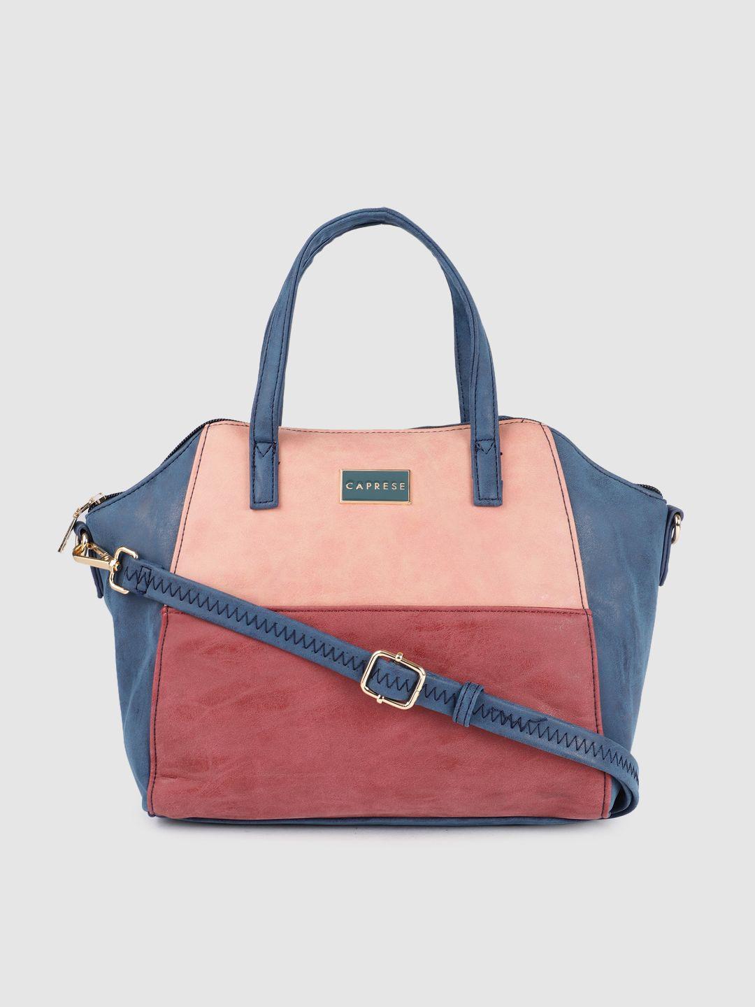 caprese pink & peach-coloured colourblocked handheld bag