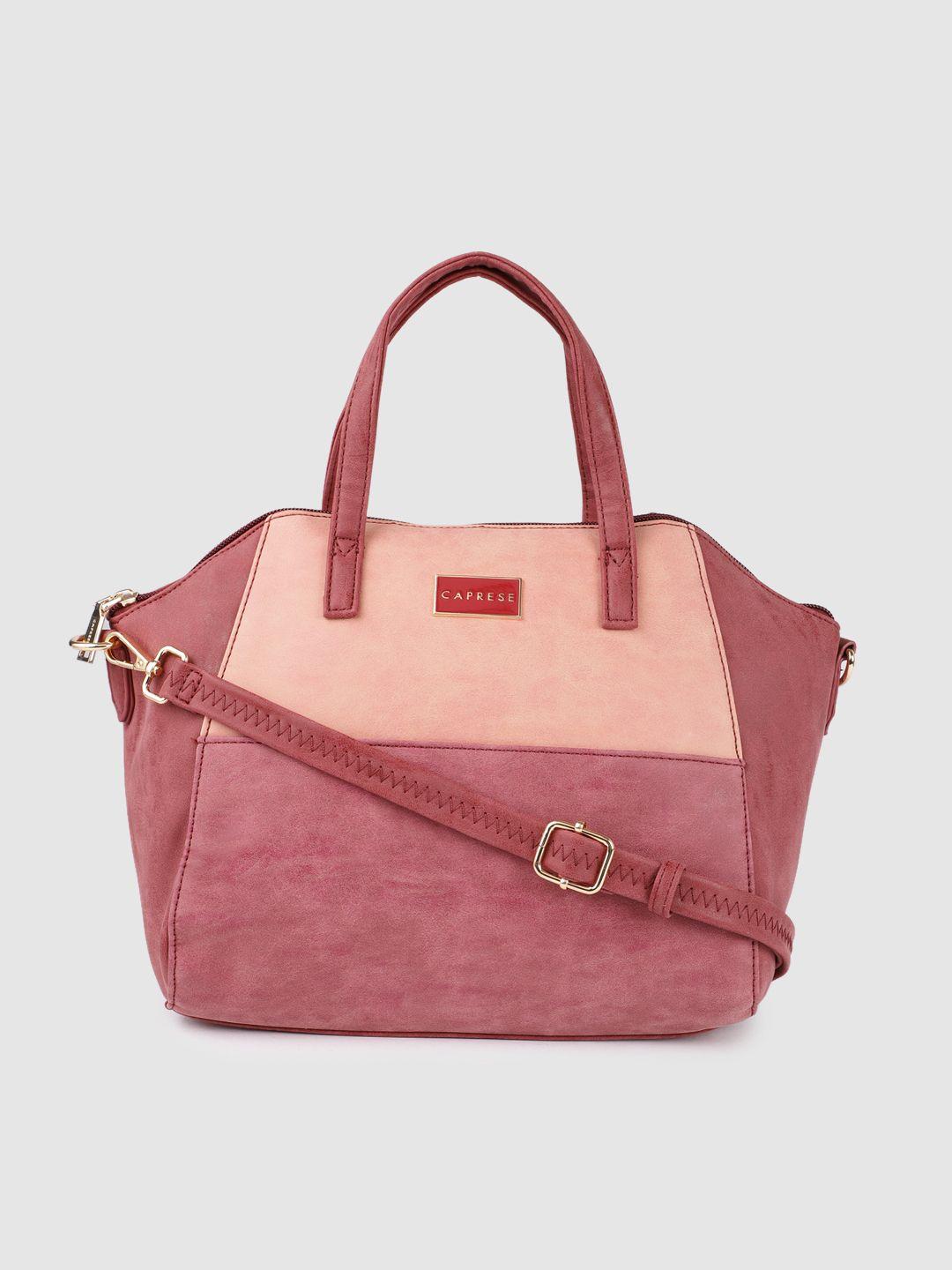 caprese pink & peach-coloured colourblocked handheld bag