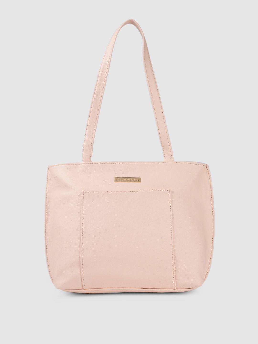 caprese pink leather structured shoulder bag