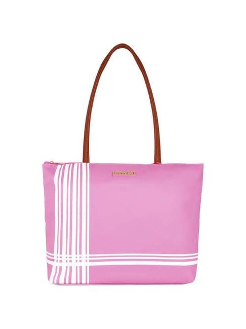 caprese pink striped large tote handbag