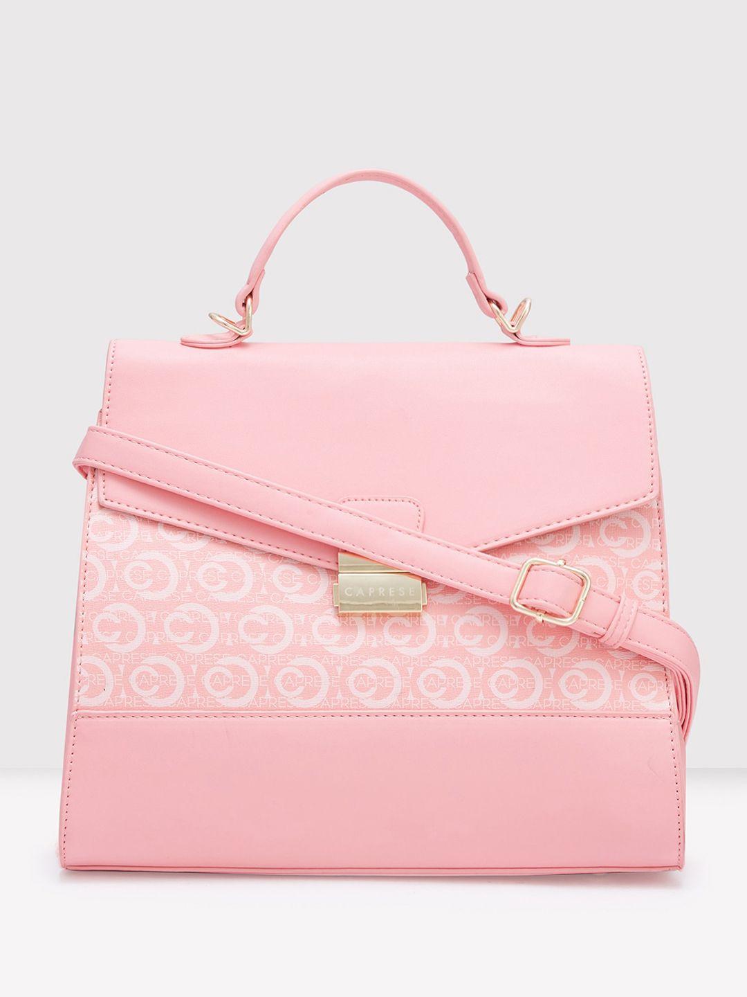 caprese printed leather structured satchel bag