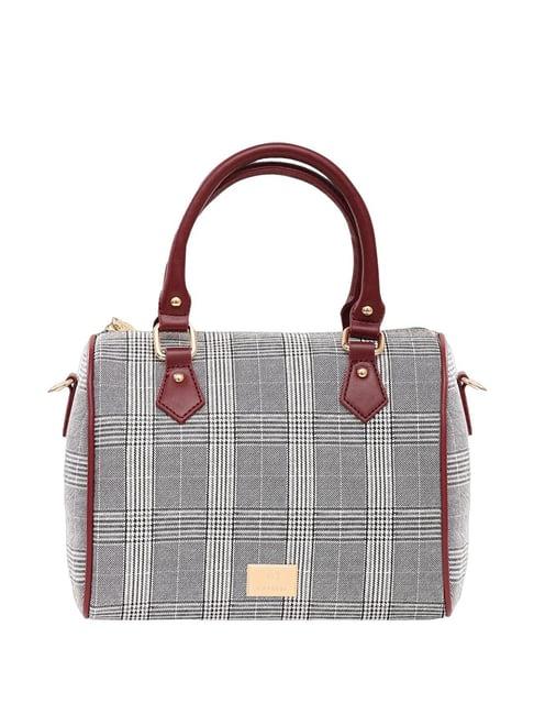 caprese remi grey faux leather checks handbag