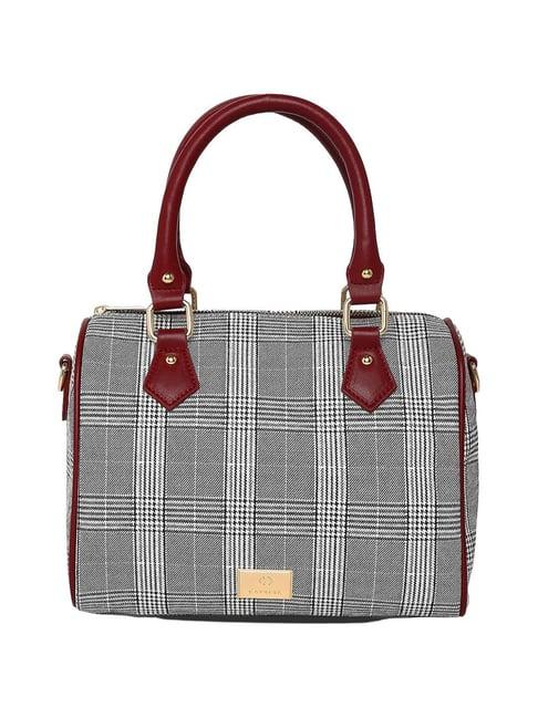 caprese remi red faux leather checks handbag