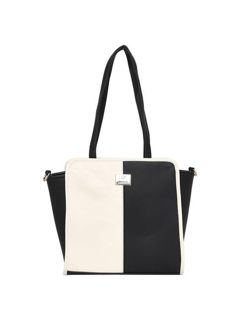 caprese river black faux leather color block tote handbag