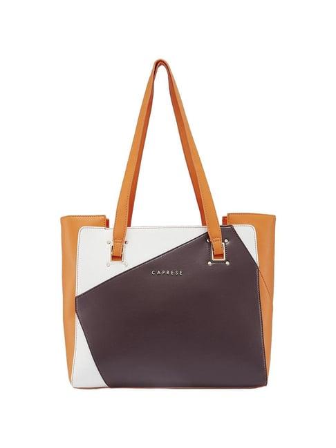 caprese ruth brown faux leather color block tote handbag