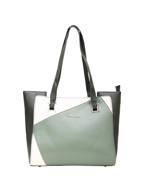 caprese ruth green faux leather color block tote handbag