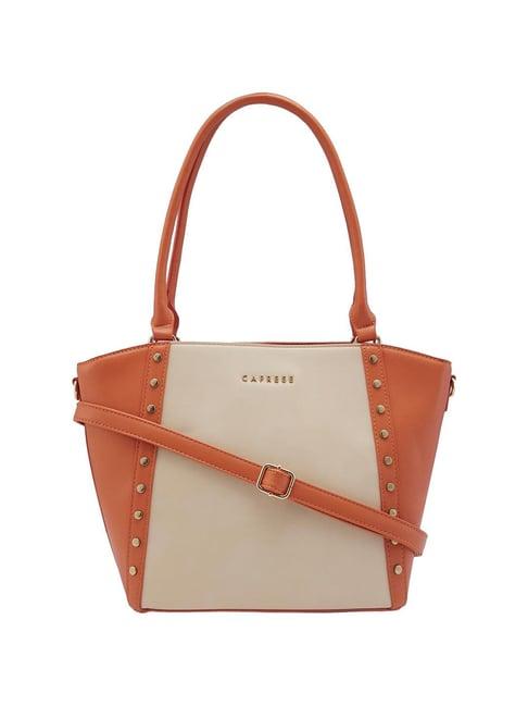 caprese shelby beige faux leather solid tote handbag