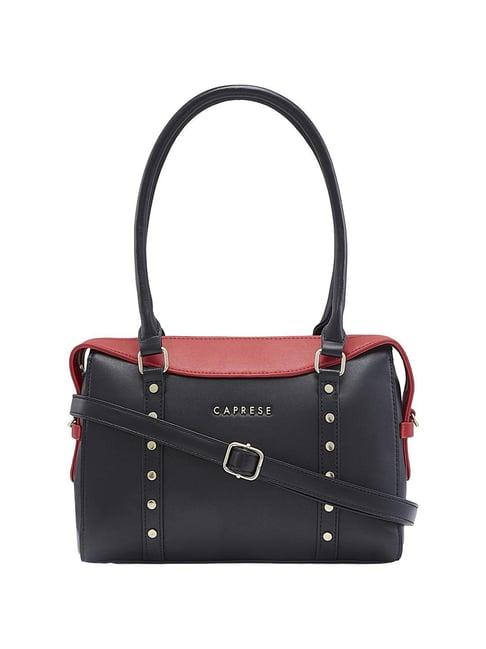 caprese shelby black & red faux leather solid shoulder handbag