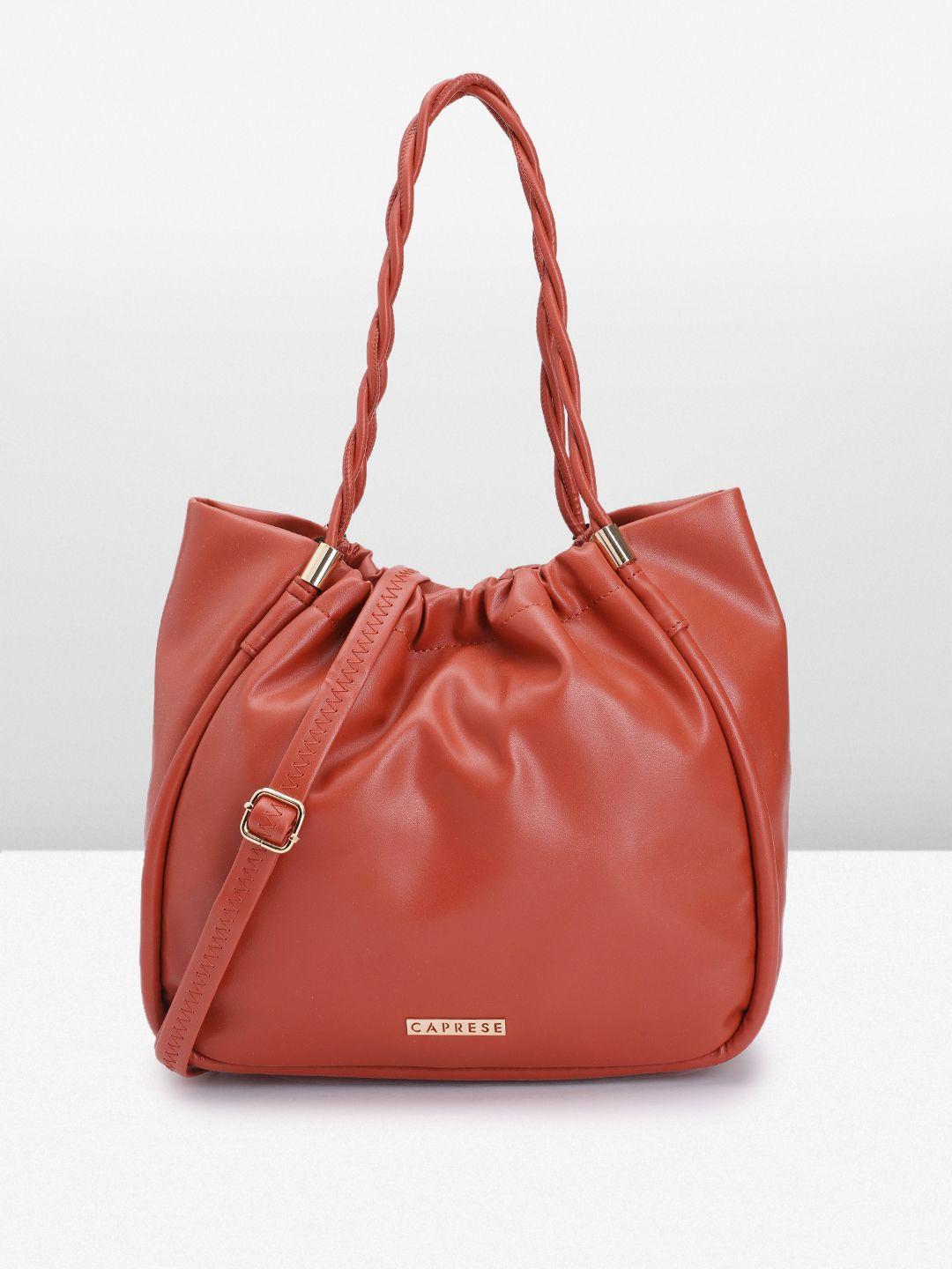 caprese solid regular structured shoulder bag with gathered or pleated detail