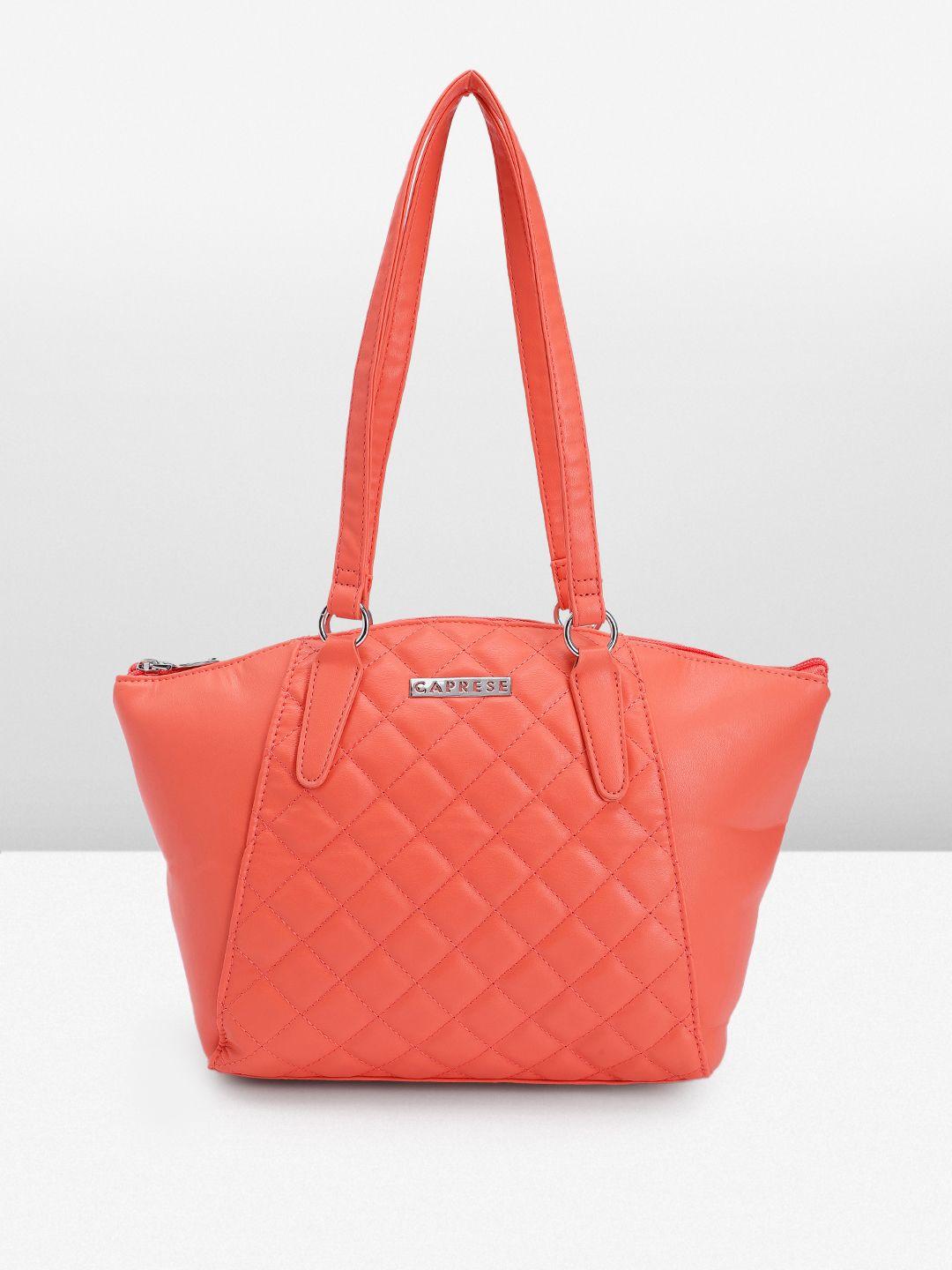caprese structured shoulder bag with quilted detail
