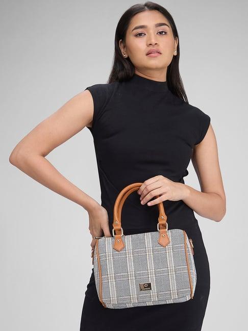 caprese tan checks medium handbag