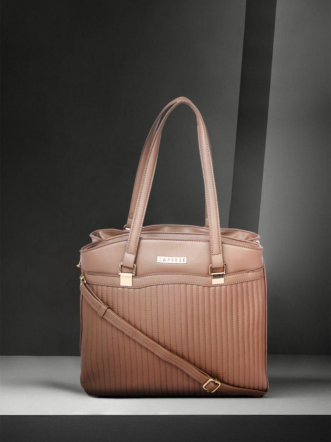 caprese taupe self striped shoulder bag